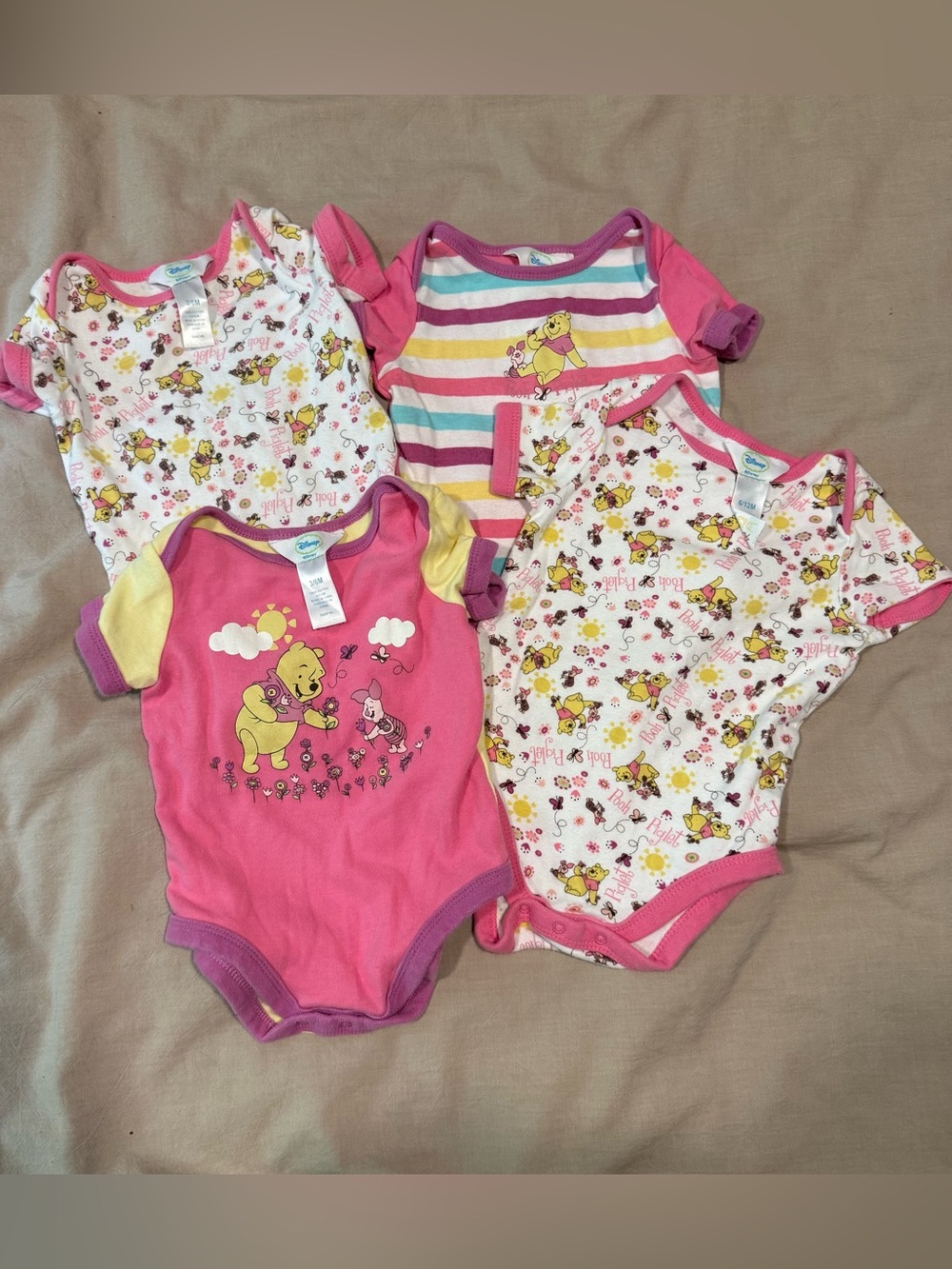 Vintage Disney Winnie the Pooh Baby Body Suits Cotton 3-6 Months Cotton